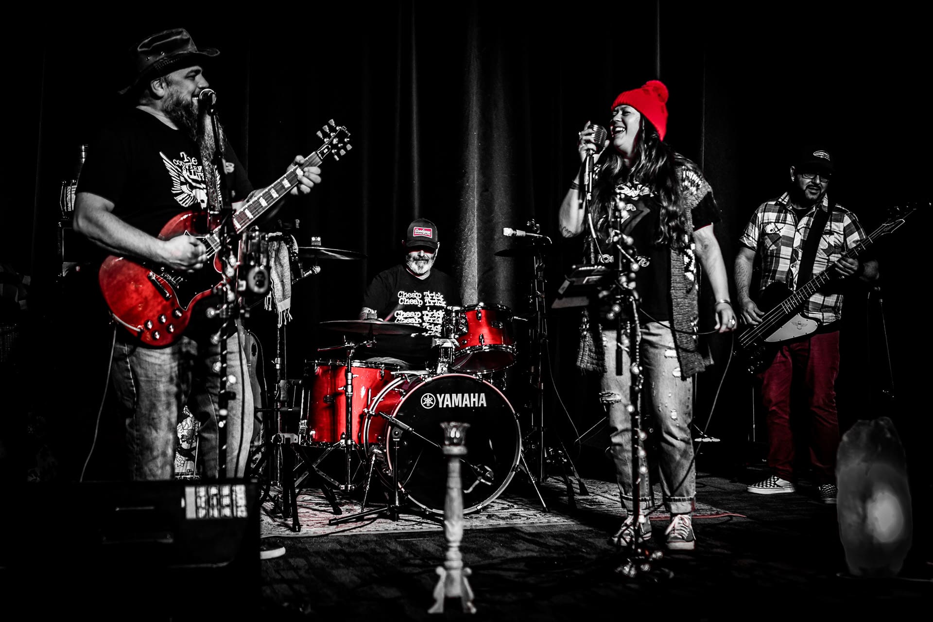 Band on stage at Sherwood Mountain Brewhouse Hall