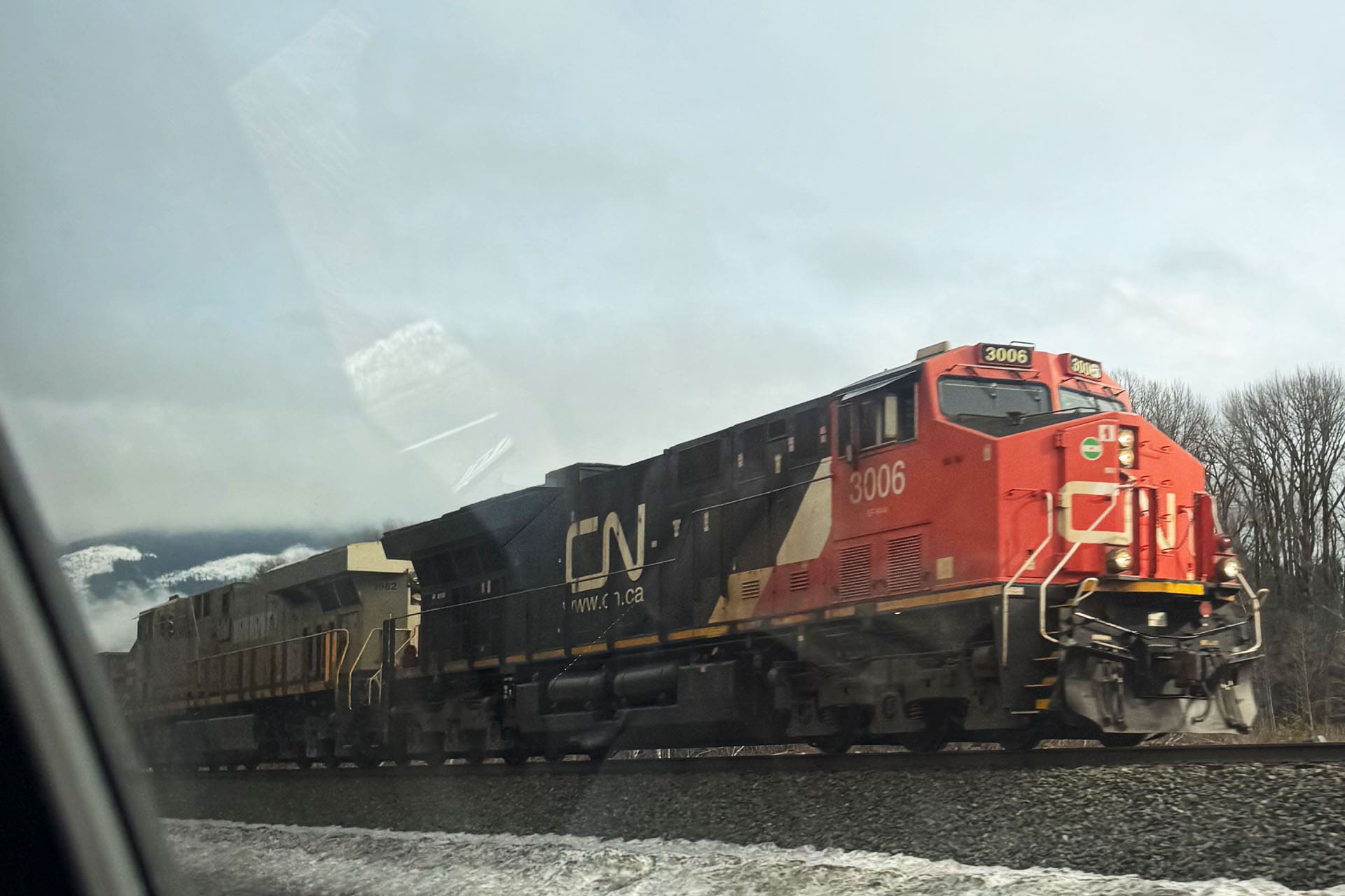 Train along Highway 16