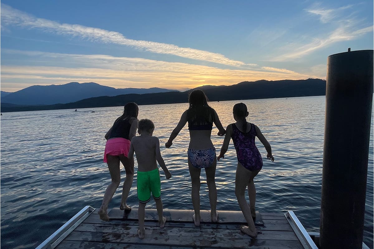 Jumping off the dock at Furlong Bay Campground