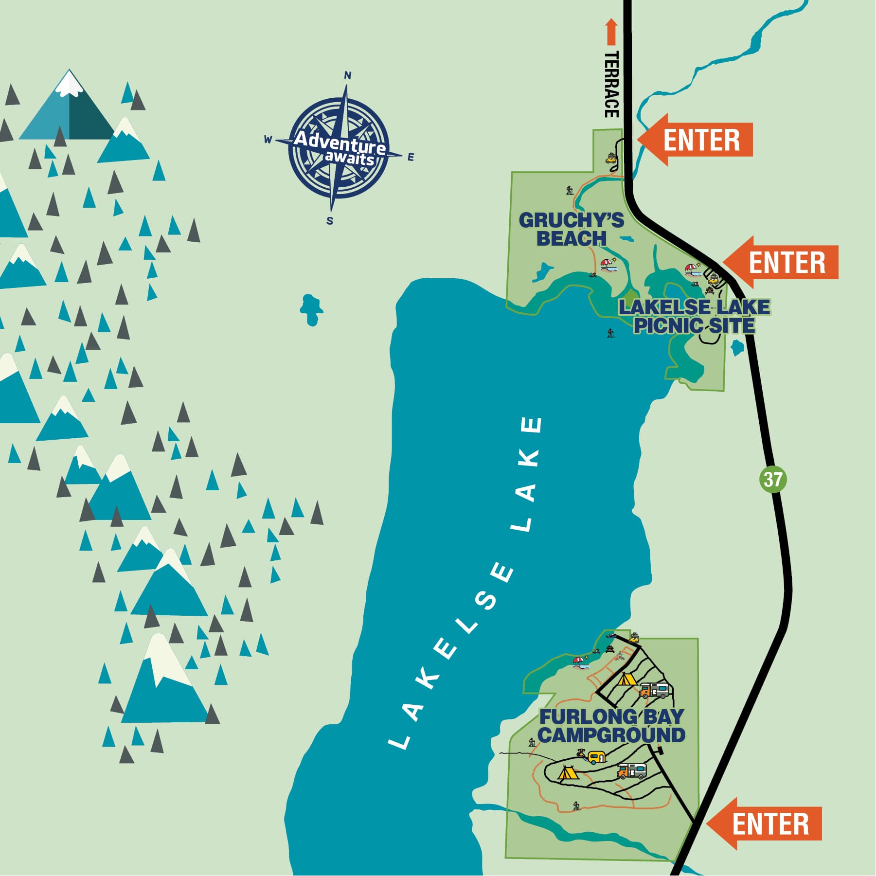 Lakelse Lake Map